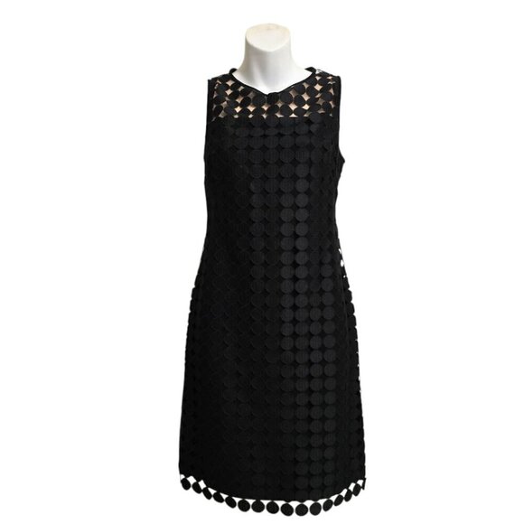 Lauren Ralph Lauren Black Dotted Lace Peek-A-Boo Sleeveless Shift Dress Sz  6 - www.magambanetwork.com
